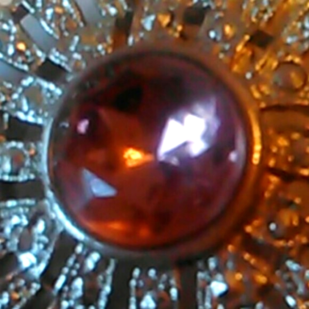 🤎 Stunning Art Deco Inspired Vintage Faux Smoky Topaz & Marcasite Brooch - Picture 7 of 11